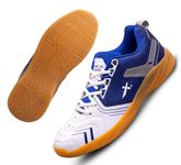 Vector X Ultimax Badminton/Tennis Court Shoe for Men (White-Blue, 8)