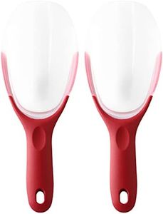 Spring Chef Red Magnetic Ice Scoop for Freezer Bin - Flexi-Plastic Ice Scoopers for Food with Soft Grip Handle - Popcorn Scoop - Kitchen Scoopers for Flour, Grain, Pet Food - Dishwasher Safe - 2 Pack