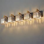 FDPBY Modern Crystal Bathroom Vanity Light 5-Lights Black Gold Modern Crystal Wall Lamp Bathroom Modern Crystal Vanity Lighting…