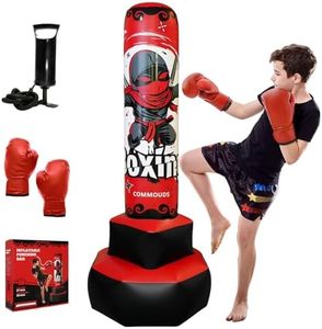 COMMOUDS 67inch Punching Bag for Kids, Inflatable Kids Boxing Set with Gloves, Fast Rebound Punching Bag for Practicing Karate, Taekwondo, MMA, Christmas/Birthday Gift for Boys Girls, Ages 6-14 (Red)
