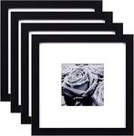 Yaetm 8x8 Picture Frames Black Set of 4, Square Photo Frame Displays 4x4 with Mat or 8x8 without Mat, Gallery Wall Frame Set, Multi Collage Frames for Wall Hanging