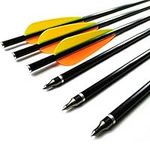 Crossbow Bolts 12PK Fiberglass Arrow OD8mm with 110 Grain Screw-in-Out Field Tips and Aluminum Flat Nock for Deer Hunting (14 Inch)