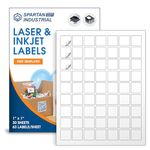 Spartan Industrial Printable Laser and Inkjet Labels - 1" X 1" White Square Labels - 30 Sheets, 1890 Total Labels for QR Codes, Price Tags, UPC Barcodes, Container Labels, and More