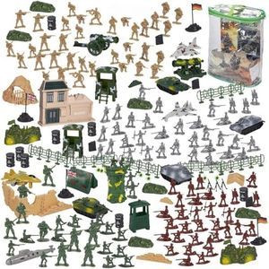 BLUE PANDA 300 Piece Military Toys Plastic Army Men for Boys - Army Figures Set with Tanks, Planes, Flags, Accessories - Army Soldiers Toys for Boys - 300 Piece Army Men - Bulk Army Men 300