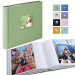 Small Photo Album 5x7 Hold 50 Vertical Photos with Memo Slip-in Pockets, Mini Linen Cover 5x7 Photo Albums with Writing Space for Wedding Baby Family Picture Book, Apple Green