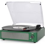 Vinyl Record Player Turntable with Built-in BT Receiver & 2 Stereo Speakers 3 Speed 3 Size Record Player LP Players Auto Stop for Home Decoration New Sleek Classic Deep Green