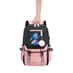 Stitch Middle School Student Premium Backpack, School Backpack, Travel Bag, Boys, Girls, with Side Mesh Pocket and Front Pocket with Zip, Multi-Colour, 47 cm (Height), 31 cm (Width), 18 cm, A3,