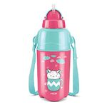 Milton Kool Trendy 400 Kids Plastic Insulated Water Bottle with Straw, 370 ml, Sipper Bottle, Leak Proof, BPA Free, Food Grade, School & Picnic Bottle, Cherry Piink