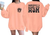 Oversized Mama Sweatshirt Women Funny Mom Letter Print Long Sleeve Mom Life Casual Crewneck Pullover Tops, Light Pink, XXL