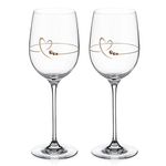 DIAMANTE Swarovski Wine Glasses Pair - ‘Heart of Gold’- Embellished with Swarovski Crystals – Set of 2