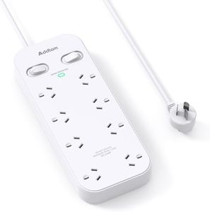 Addtam Power Board Surge Protected- 8 Widely Outlets(10A/2400W) Powerboard with 1M Extension Cord, 900J Surge Protection Double Switch, Wall Mountable for Home Office Accessories