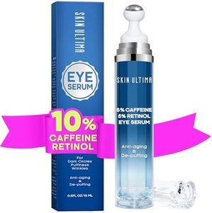 SKIN ULTIMA 5% Caffeine and 5% Retinol Eye Serum for Dark Circles, Hyaluronic Acid and Niacinamide Eye Cream anti aging, under Puffy eye bags and wrinkles, skin care, 360 Massage Ball Roller