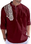 FOLGEN Men's Solid Cotton Blend Full Sleeve Straight Kurta Regular Fit Short Kurta Shirt for Men Maroon