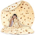 Zulay Burrito Tortilla Throw Blanket - Giant Double-Sided Tortilla Blanket for Adult and Kids - 285 GSM Funny Soft Food Blanket - Flannel Round Taco Blanket - (60" Double Sided)