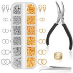 Anezus Jump Rings for Jewelry Making Supplies and Necklace Repair with Jump Ring Pliers and Open Jump Ring(1200Pcs Silver and Gold) Anezus Jump Rings for Jewelry Making Supplies and Necklace Repair