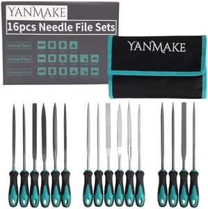 YANMAKE 16pcs Needle File Set with Carry Bag, Portable Fils Kit Includes 6pcs Metal Files| 6pcs Jewlery Files| 4pcs Wood Files for Shaping Metal, Jewlers, Wood, Leather etc.