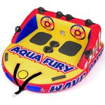 MewVeer Inflatable Towable Tube for Boating and Watersports - 1-2 Riders Towable Deck Tube with Full Nylon Cover -Inflatable Towable Boat (Yellow)