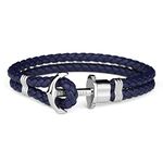 PAUL HEWITT Anchor Bracelet PHREP with Leather Bracelet in Navy Blue und Anchor made of Edelstahl in Silver für Women und Men PH-PH-L-S-N-M