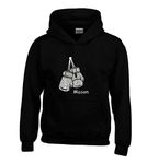 Korect Prints Boxing Gloves Personalised Hoodie sweatshirt Black with SILVER print great Kid`s Boy`s Girl`s child`s Present Birthday Gift (Black, L 9-11 yrs 34-36")