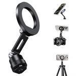 elitehood Magnetic Phone Tripod Mount for Magsafe, Aluminum iPhone Tripod Mount Adapter with 1/4” Screw, Cold Shoe Phone Holder for Camera, Compatible with iPhone 16/15/14/13 Series