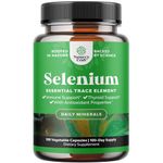 Yeast Free Selenium 200mcg Capsules - High Potency Selenium Supplement for Immunity Antioxidant & Thyroid Support Essential Trace Mineral - Non-GMO Gluten Free & 3rd Party Lab Tested (100 Servings)