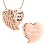 QGJNSGC Cremation Jewellry Angel Wing Heart Urn Necklaces for Ashes Memorial Keepsake Pendant for Women Men