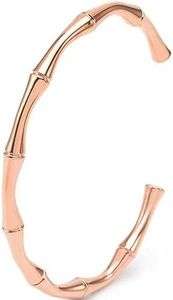 Jude Jewelers Stainless Steel Classical Plain Bamboo Style Open Cuff Bangle Bracelet, Metal, Cubic Zirconia