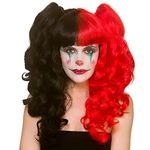 Wicked Costumes Harlequin Red & Black Bunches Fancy Dress Wig