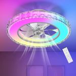 Ateroll Ceiling Fans with Lights 43.5CM, Quiet Ceiling Fan Light Reversible Motor, Remote Control 6 Speed, Dimmable 3000K-6500K RGB, Timing, Light Memory, Fan Lights Ceiling for Bedroom Living Room