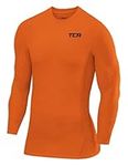 TCA Men's SuperThermal Compression Base Layer Top Long Sleeve Thermal Under Shirt - Orange, L