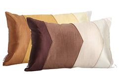 Home- The Best is for You Polyester Rectangular Striped Cushion Cover 12x18 Inch Pack of 2 (Mustard:Brown)