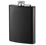 AUGEN Hip Flask Stainless Steel Leak Proof Matte Black 8oz (230ml) Liquor Pocket Flasks or Alcoholic Beverage Holder