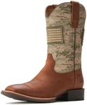 SUREWAY Cowboy Boots For Men - Mens Square Toe Western Boot With Flag,Oil/Slip Resistant,Durable Fashionable Classic Pull on 10 Inch Boots