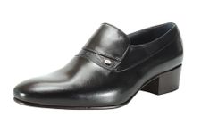 Calzados Romero. 4CM Cuban Heel Shoe for Men. Leather Sole or Flat., Black/White, 9.5 UK