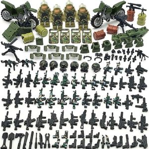 CONVENTEJOY Military Weapon Guns Accessories for Minifigure Block Toys Include Camouflage Helmets E.O.D Suits Shields for Army Solider Gear Set Building Kits Kids Toy(260pcs), SW1-22