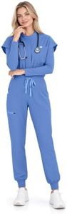 Meidiero Women’s Scrub Jumpsuit, Half-Zip Jogger Nursing Uniform