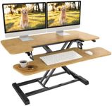 FLEXISPOT Bamboo Standing Desk Converter-89 CM Height Adjustable Standing Desk Riser,Bamboo Home Sit Stand Workstation Office Desk for Dual Monitors and Laptop