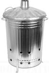 90 Litre 90L Extra Large Galvanised Metal Incinerator Recycle Garden Rubbish Fire Burning Bin Leaves Wood Burner