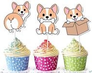 Funny dogs Cupcake Toppers | Kawaii corgi Party Supplies for Birthday and etc. | Cute Dog Theme Birthday Decorations for Kids |