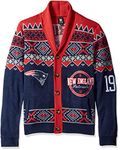 NFL New England Patriots Men's Ugly Cardigan Sweater, X-Large, Blue