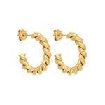 Okos Women Fashion Jewellery Gold Plated Light Weight C Shape Twist Style Hoop Earrings For Girls and Women ER1000153TWST