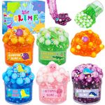 Crystal Slime Kit 5 Pack, Clear Slime Kit Super Soft and Non-Sticky, Ocean Themed Toy to Slime for Party Favors Christmas Slime for Girls and Boys