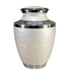 eSplanade Cremation Urn Memorial Human Ashes Container Jar Pot | Burial Funeral Urns |Metal-White- 10" Inches (Full Size)