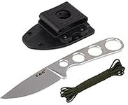 Mastiff Gears® Sanrenmu (SRM) 7130 Full Tang Fixed-Blade Knife w/Molded Polymer Sheath & Belt Adapter, 6.78", 8Cr14Mov Stainless Steel EDC for Outdoor,Hunting,Survival (Silver Stonewash)