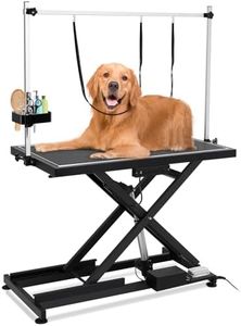 GarveeLife 50" Hydraulic Electric Dog Grooming Table,Heavy Duty X-Type Electric Lift Large Pet Grooming Table w/Aluminum Dog Grooming Arm,Anti Slip Tabletop,Tool Organizer/Dog Grooming Station