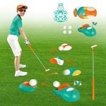 KalaDuck Kids Golf Set, Golf Chipping Game with Retractable Golf Clubs, Practice Golf Balls, Auto Pitch Goal, Golf Heads and Holes, Indoor Outdoor Toddler Golf Sport Toys Gift for Boys Girls 3-5 6-8