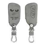 kwmobile Car Key Cover Compatible with VW Golf 8 3 Button Car Key - Synthetic Nubuck Leather Fob Cover - Don't Touch My Key Grey