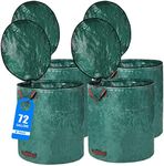 Pilntons 4 Pack 72 Gallons Reusable Yard Waste Bags with Lid Extra Large Lawn Leaf Bags Heavy Duty with 4 Handles Garden Waste Bags Container for Clean Up Outdoor Debris Leaves Grass Clippings