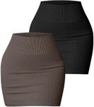 FEOYA Wrap Mini Skirts for Women Dark Brown Black Tube Skirt Gothic Skirt Ribbed Skirt Y2K Slutty Micro Skirt Office Skirt Party Club Skirt L