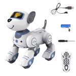 Goolsky Robot Puppy Dog, Realistic Robot Puppy with Dance, Music, Light Effects, Interactive Programmable Intelligent Remote Control Dog AI Toys for Teens Adults Chrismas Birthday (Blue)